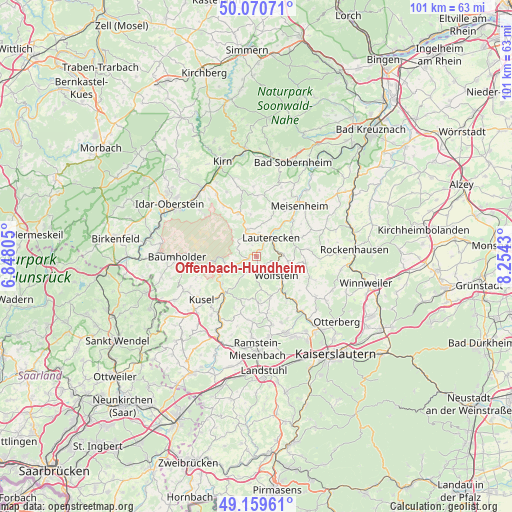 Offenbach-Hundheim on map