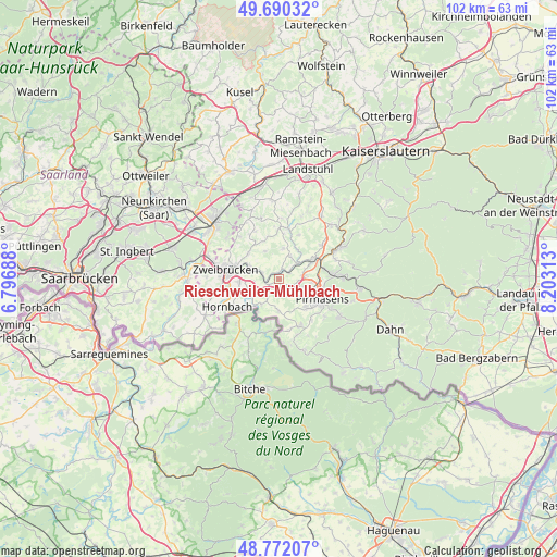 Rieschweiler-Mühlbach on map