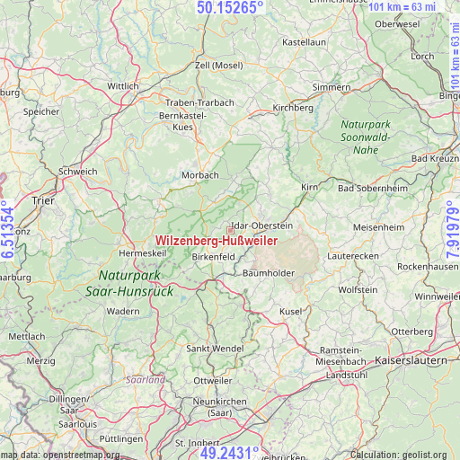 Wilzenberg-Hußweiler on map