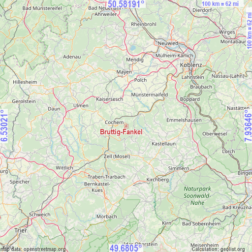 Bruttig-Fankel on map