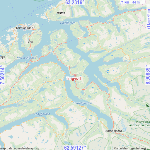 Tingvoll on map