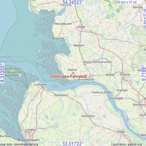 Diekhusen-Fahrstedt on map