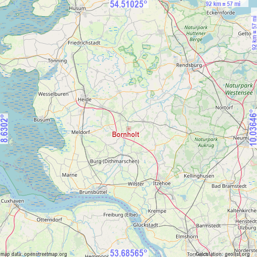 Bornholt on map