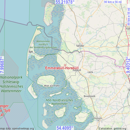 Emmelsbüll-Horsbüll on map