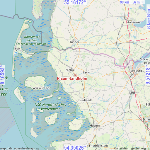 Risum-Lindholm on map