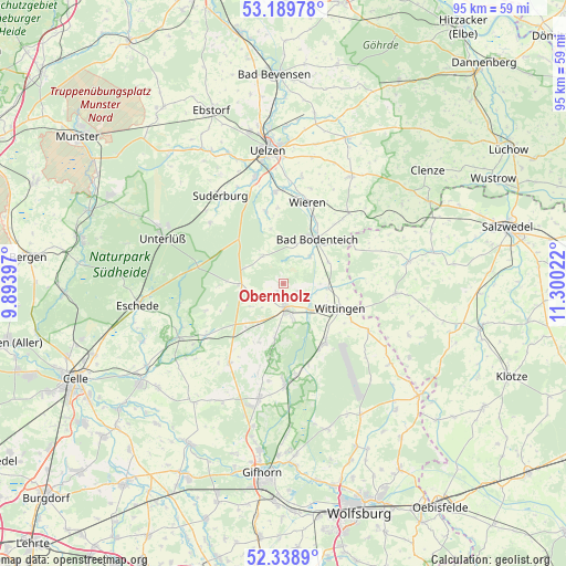 Obernholz on map