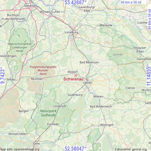 Schwienau on map