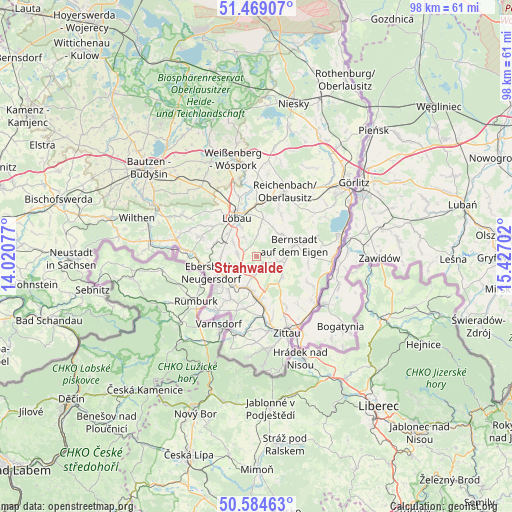 Strahwalde on map