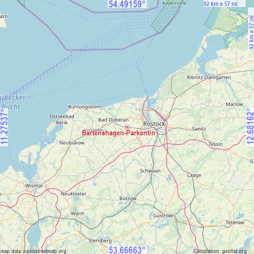 Bartenshagen-Parkentin on map