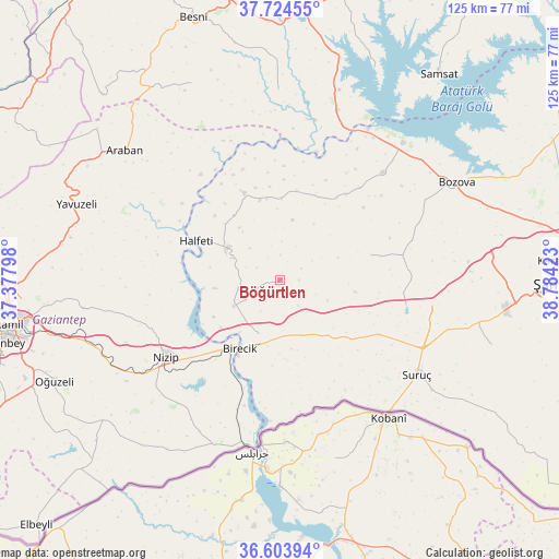 Böğürtlen on map