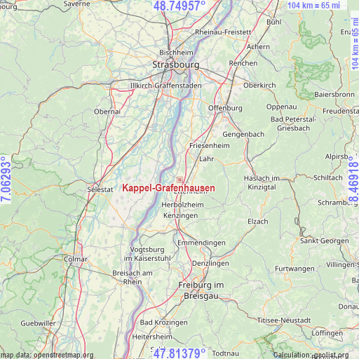 Kappel-Grafenhausen on map