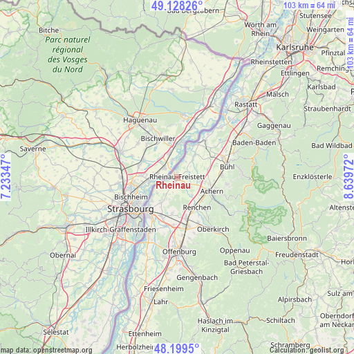 Rheinau on map