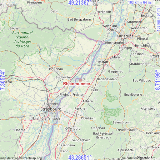 Rheinmünster on map