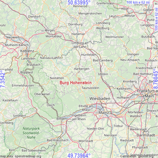 Burg Hohenstein on map