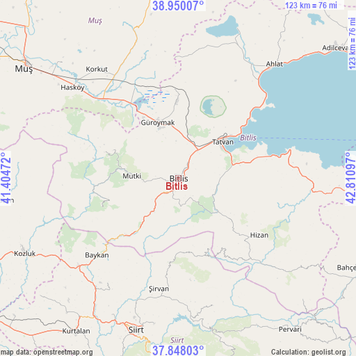 Bitlis on map