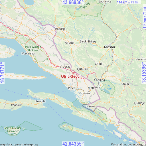 Otrić-Seoci on map
