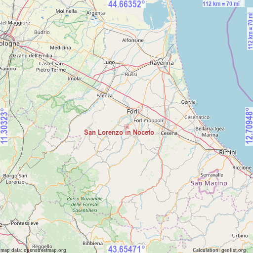San Lorenzo in Noceto on map
