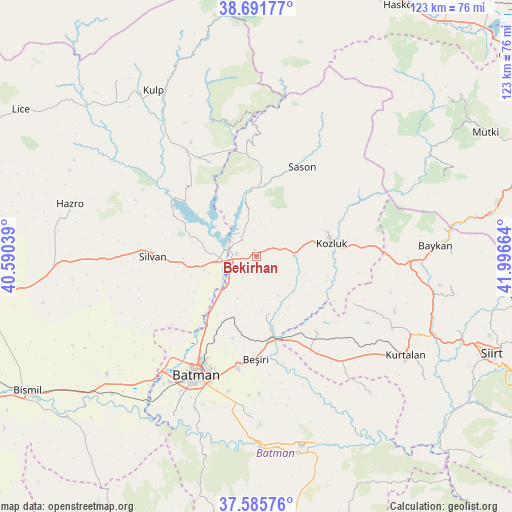 Bekirhan on map