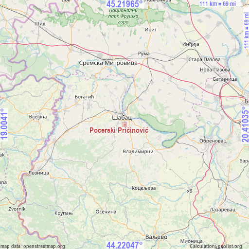 Pocerski Pričinović on map