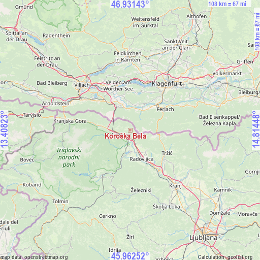 Koroška Bela on map