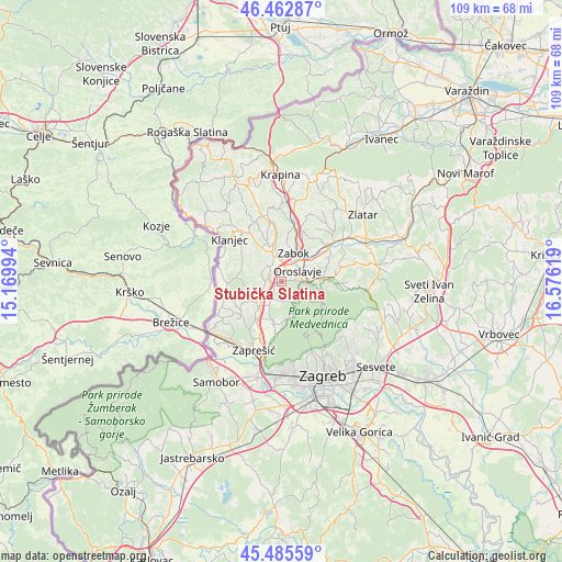 Stubička Slatina on map