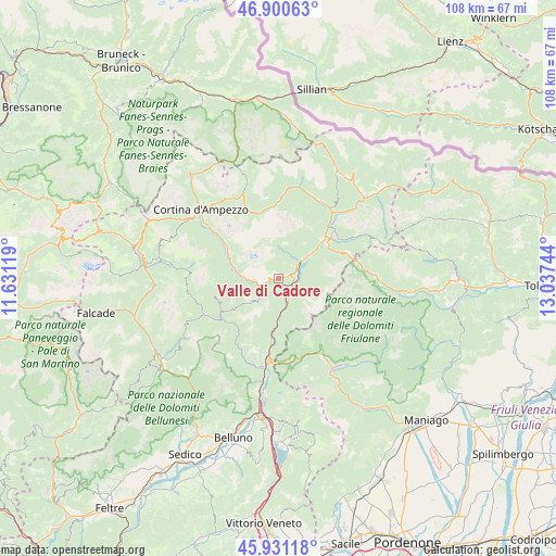 Valle di Cadore on map