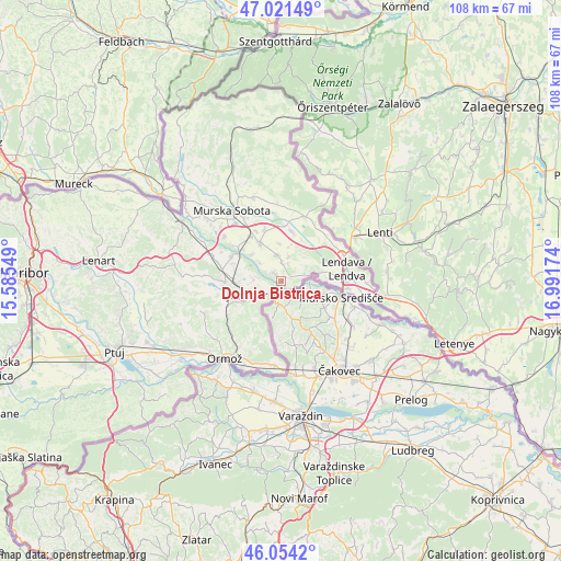 Dolnja Bistrica on map