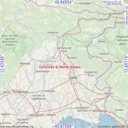Colloredo di Monte Albano on map