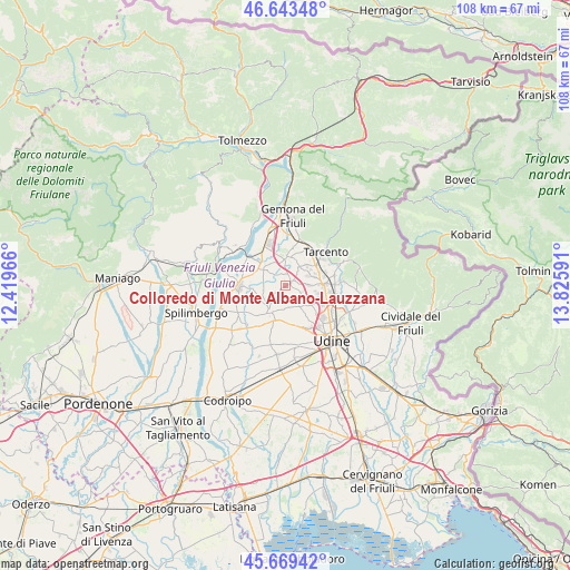 Colloredo di Monte Albano-Lauzzana on map