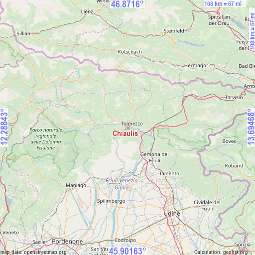 Chiaulis on map