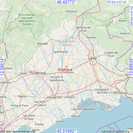 Gradisca on map