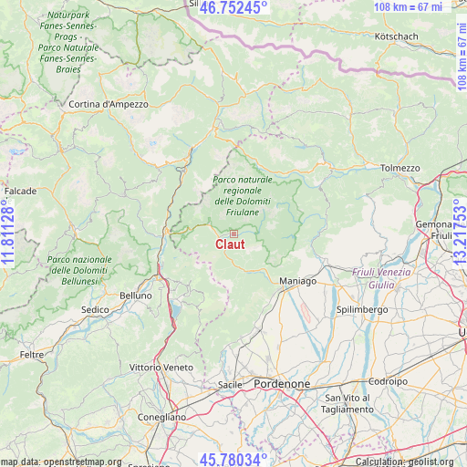 Claut on map