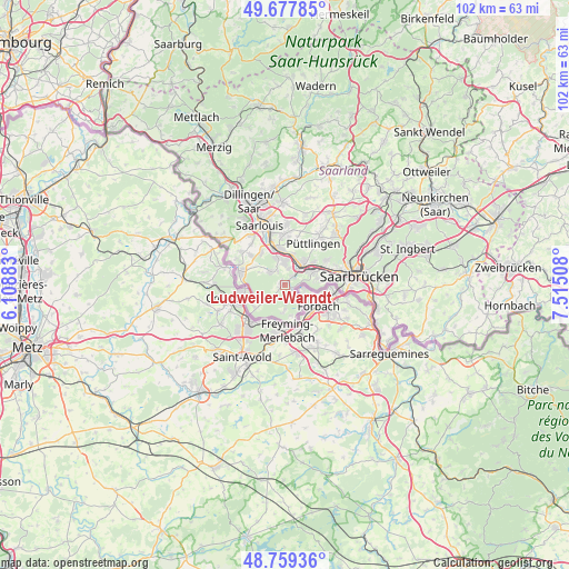 Ludweiler-Warndt on map