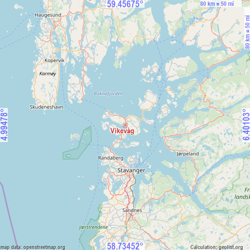 Vikevåg on map