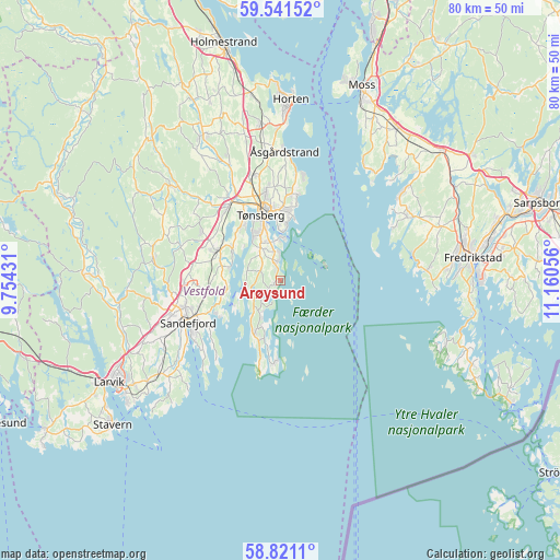 Årøysund on map
