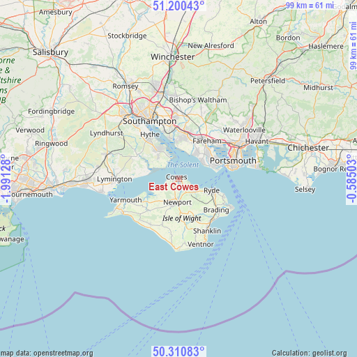 East Cowes on map