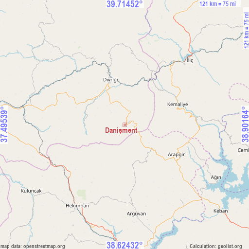 Danişment on map