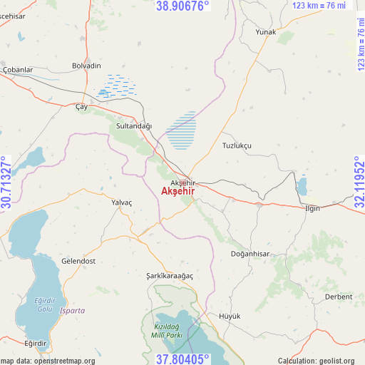 Akşehir on map