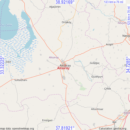 Aksaray on map
