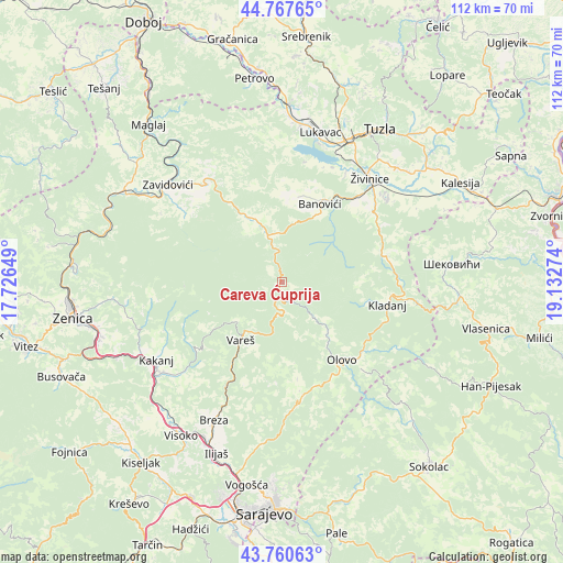 Careva Ćuprija on map