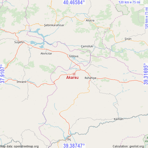 Akarsu on map