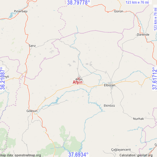 Afşin on map