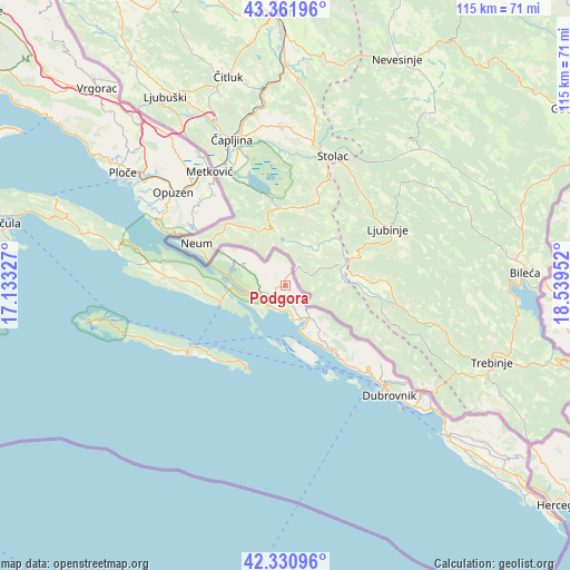 Podgora on map