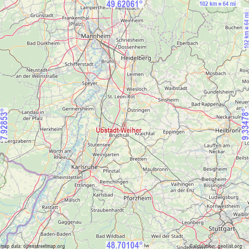 Ubstadt-Weiher on map