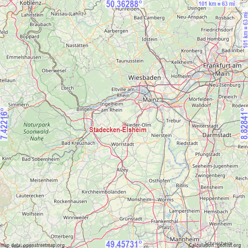 Stadecken-Elsheim on map