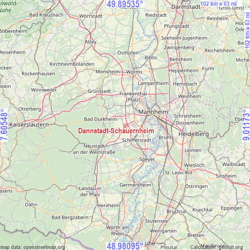 Dannstadt-Schauernheim on map