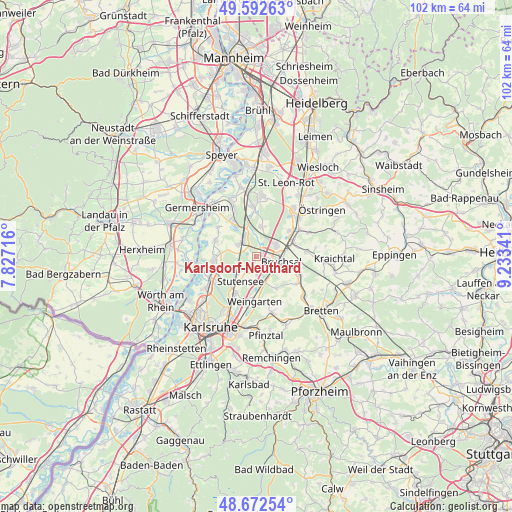 Karlsdorf-Neuthard on map