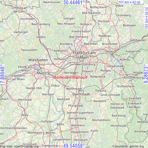 Mörfelden-Walldorf on map