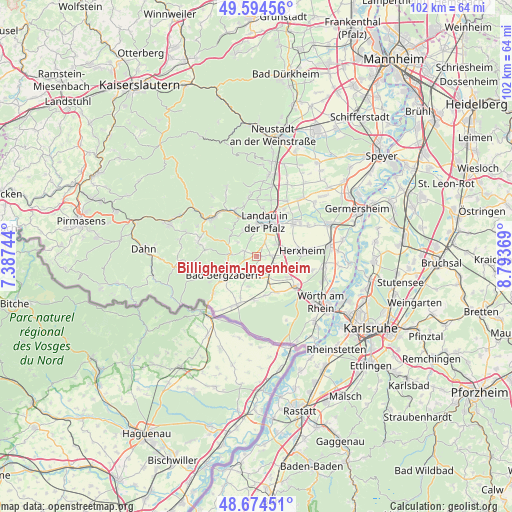 Billigheim-Ingenheim on map