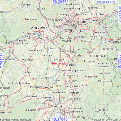 Riedstadt on map